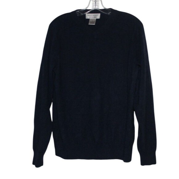 Paolo Mondo Men's Blue 100% 2 Ply Cashmere V-Neck Long Sleeve Pullover Sweater M - Picture 3 of 5
